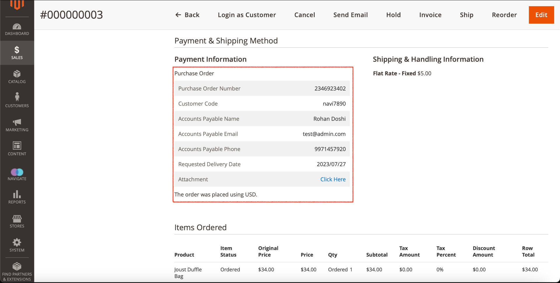 Magento 2 Advanced Purchase Order Backend Order View Page